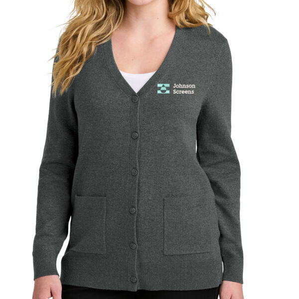 Port Authority Women's Easy Care Button-UP Cardigan Sweater - Embroidered Logo Thumbnail